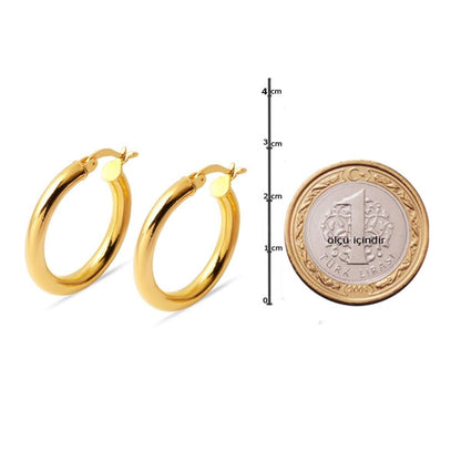 22K Yellow Gold Classic 2.5 cm Diameter Hoop Earrings