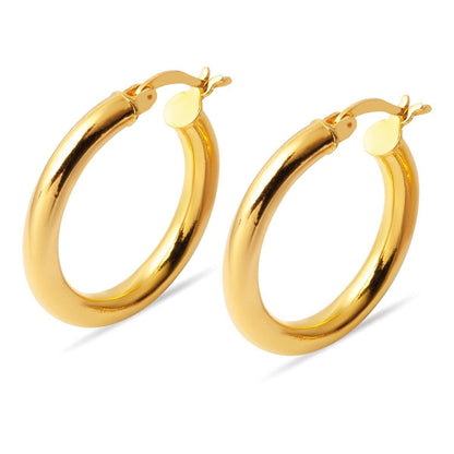 22K Yellow Gold Classic 2.5 cm Diameter Hoop Earrings