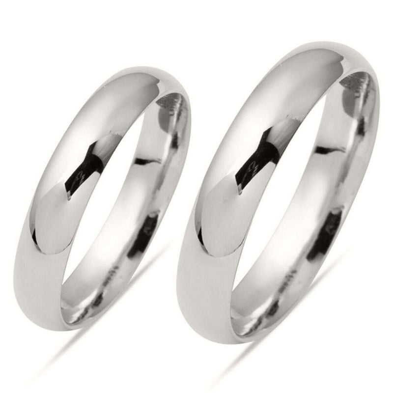 14K White Gold Classic Double Wedding Band 4 mm