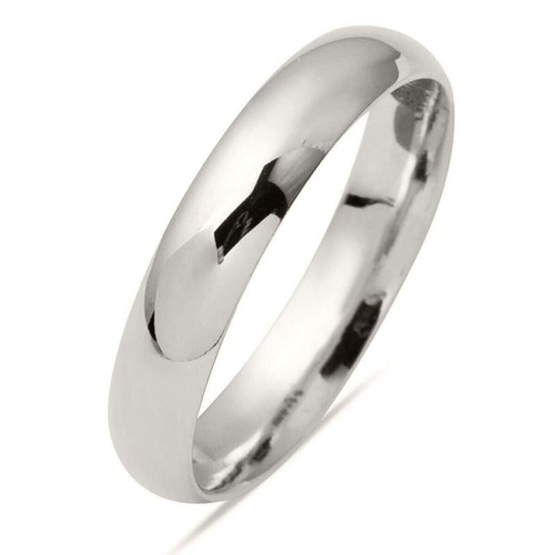 14K White Gold Classic Men's Wedding Band 4 mm