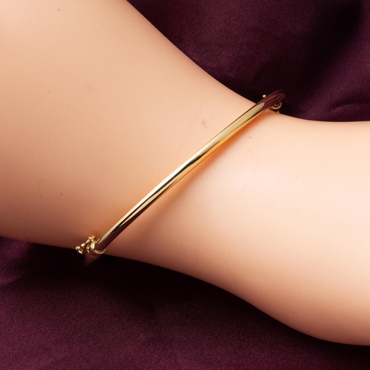 14K Green Gold Classic Tube Hinged Cuff Bangle