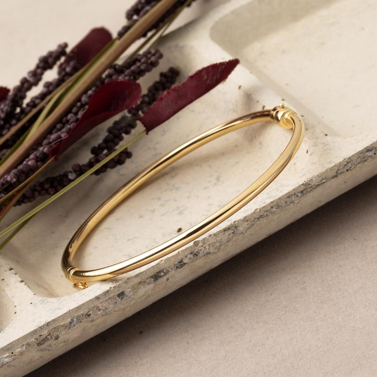 14K Green Gold Classic Tube Hinged Cuff Bangle