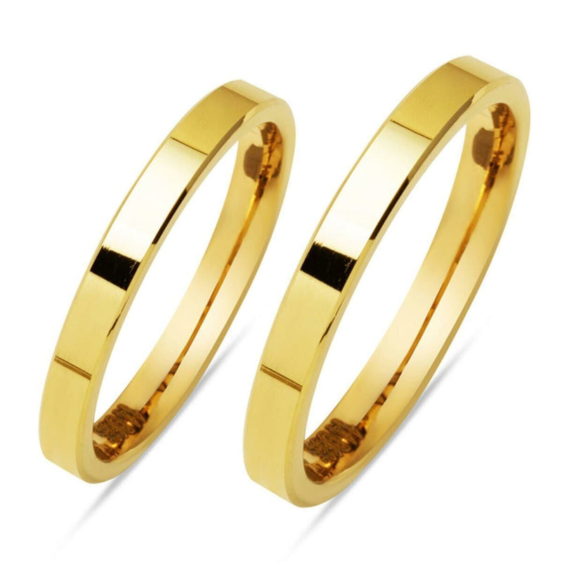 14K Yellow Gold Classic Square-Cut 3 mm Double Wedding Band