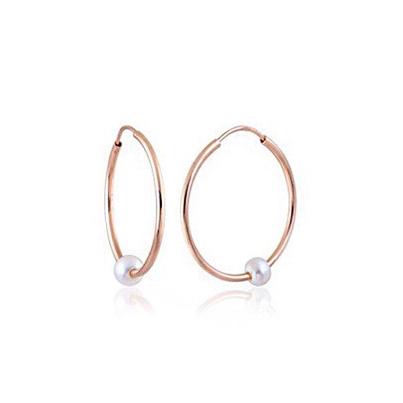 14K Yellow Gold Classic Hoop Pearl Earrings