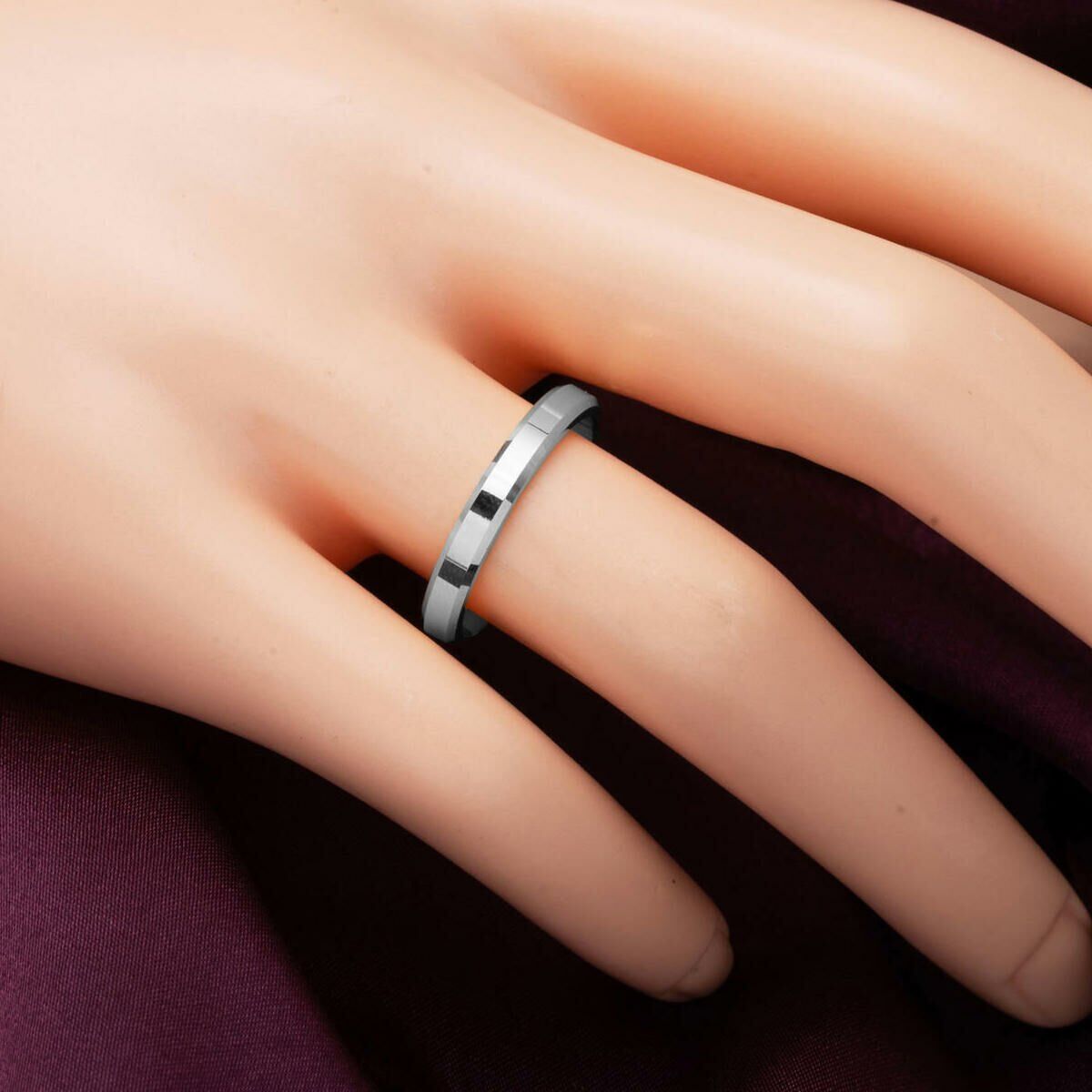 14K White Gold Classic Square-Cut Double Wedding Band