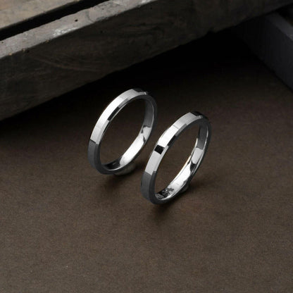 14K White Gold Classic Square-Cut Double Wedding Band