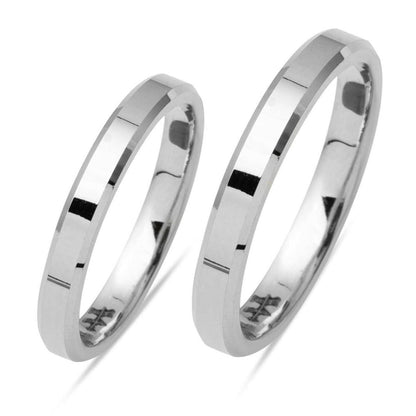 14K White Gold Classic Square-Cut Double Wedding Band