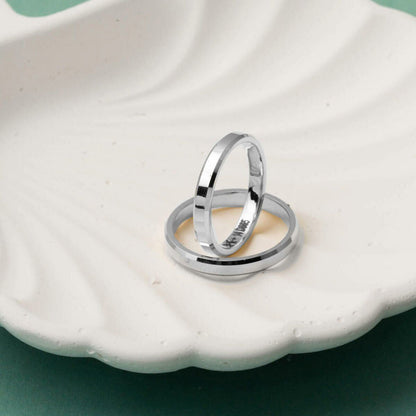 14K White Gold Classic Square-Cut Double Wedding Band