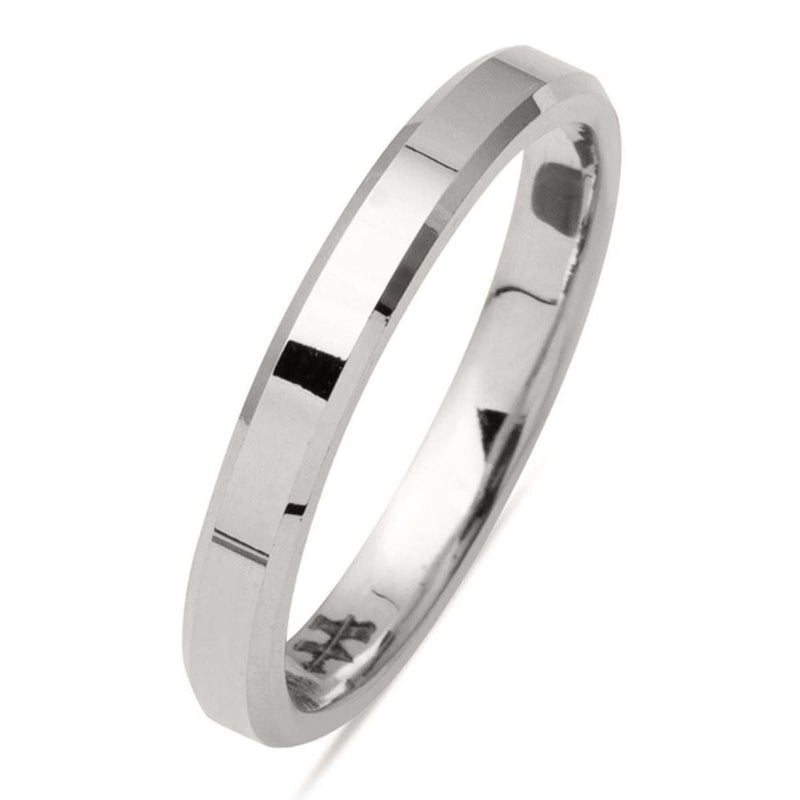 14K White Gold Classic Square-Cut Men's Wedding Band 3 mm
