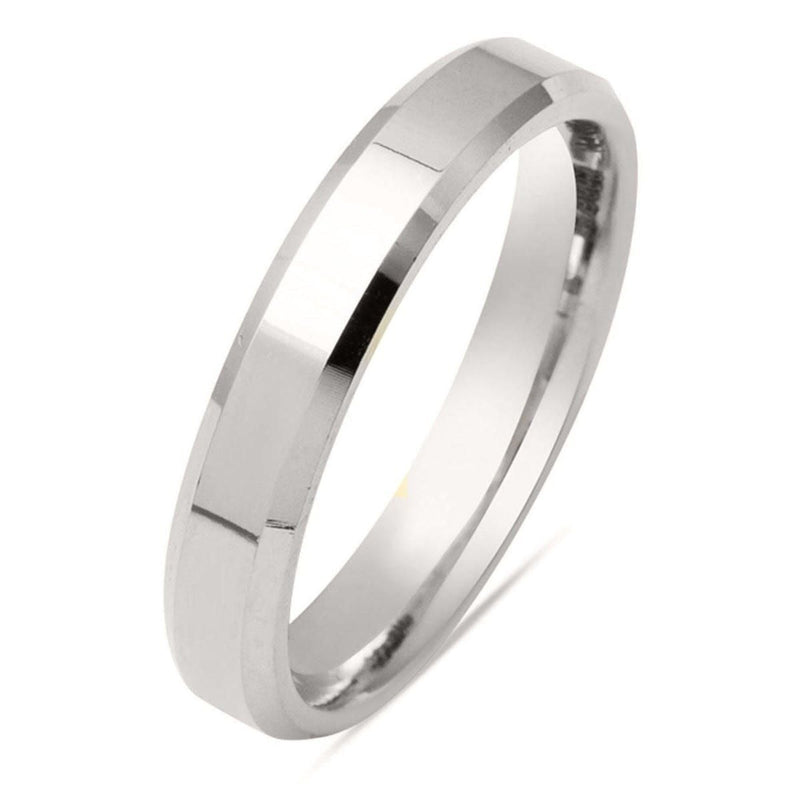 14K White Gold Classic Square-Cut Men's Wedding Band 4 mm