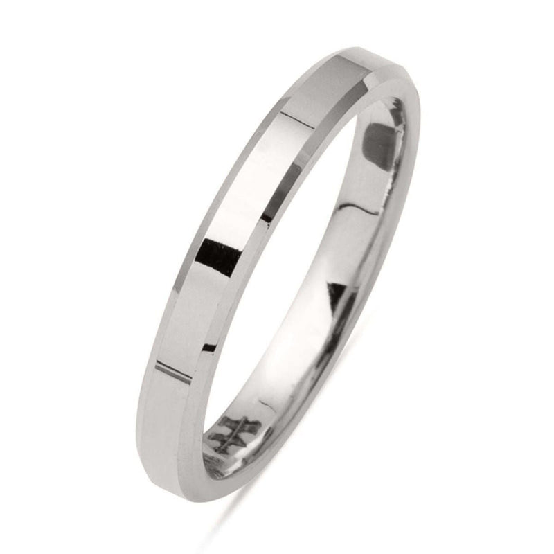 14K White Gold Classic Square-Cut Women's Wedding Band 3 mm