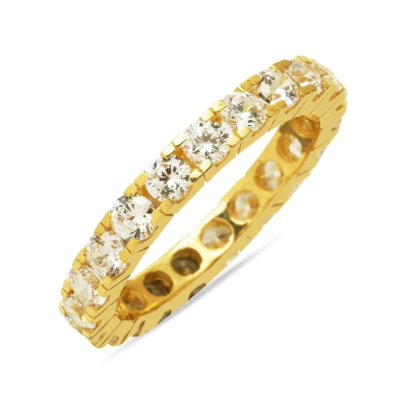 14K Yellow Gold Classic Full Eternity Cubic Zirconia Ring