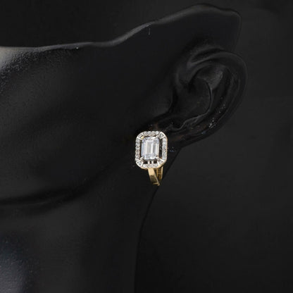 14K Yellow Gold Classic Single Stone Baguette Cubic Zirconia Earrings