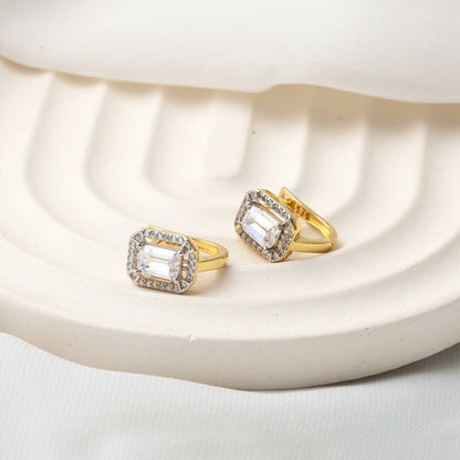 14K Yellow Gold Classic Single Stone Baguette Cubic Zirconia Earrings
