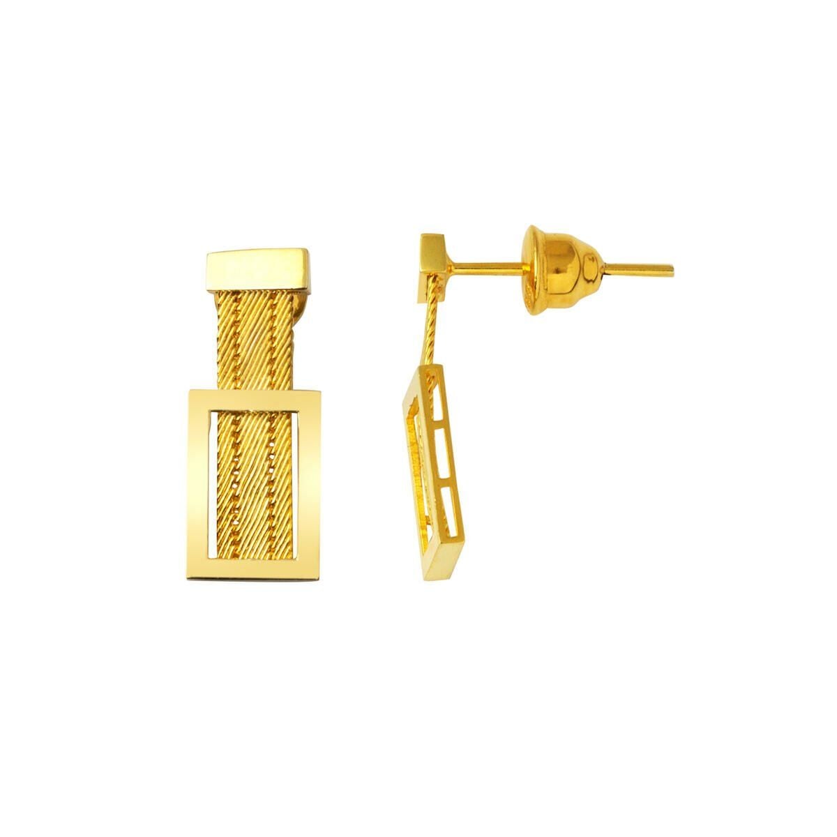 22K Yellow Gold Classic Buckle Trabzon Mesh Earrings