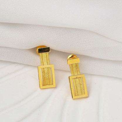 22K Yellow Gold Classic Buckle Trabzon Mesh Earrings