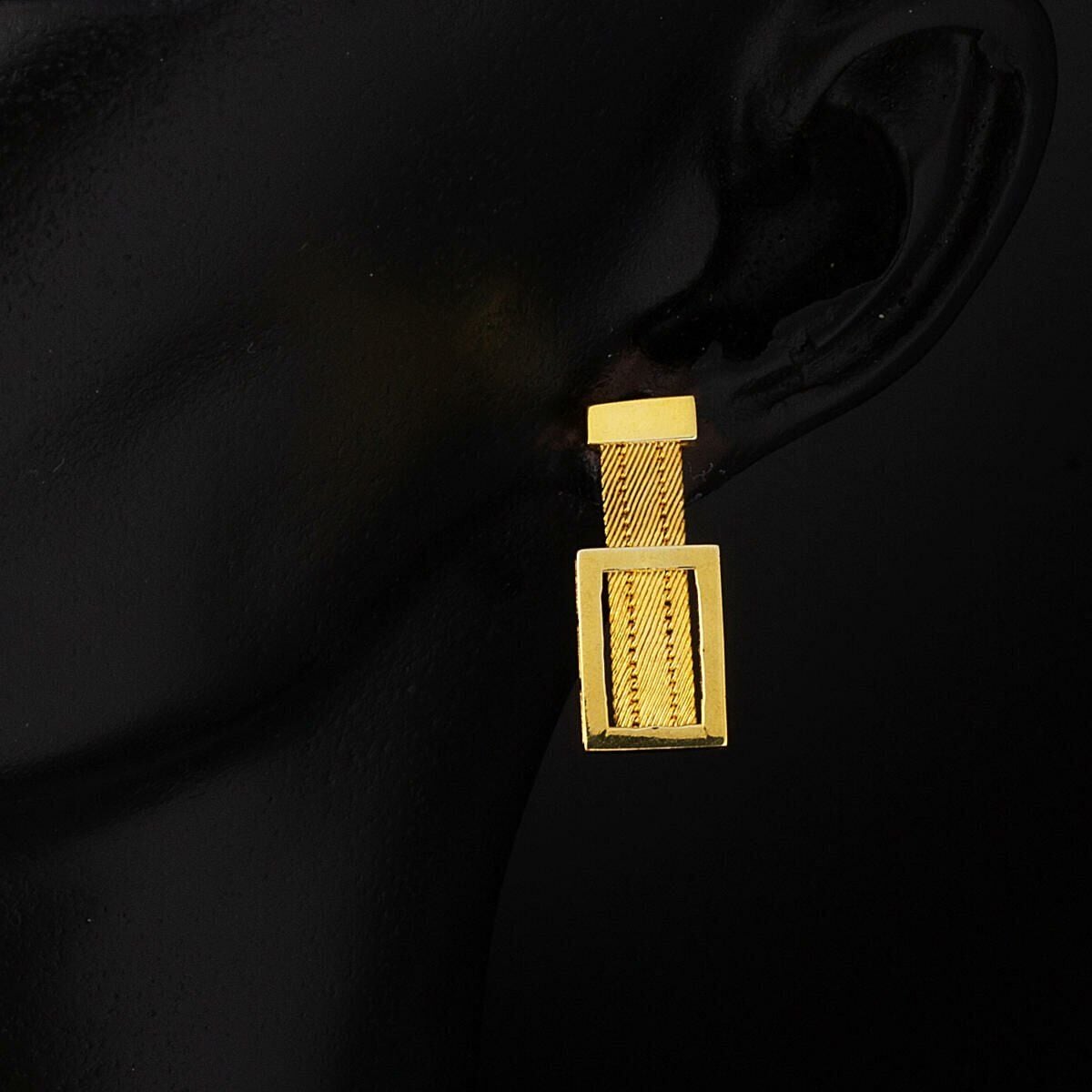 22K Yellow Gold Classic Buckle Trabzon Mesh Earrings