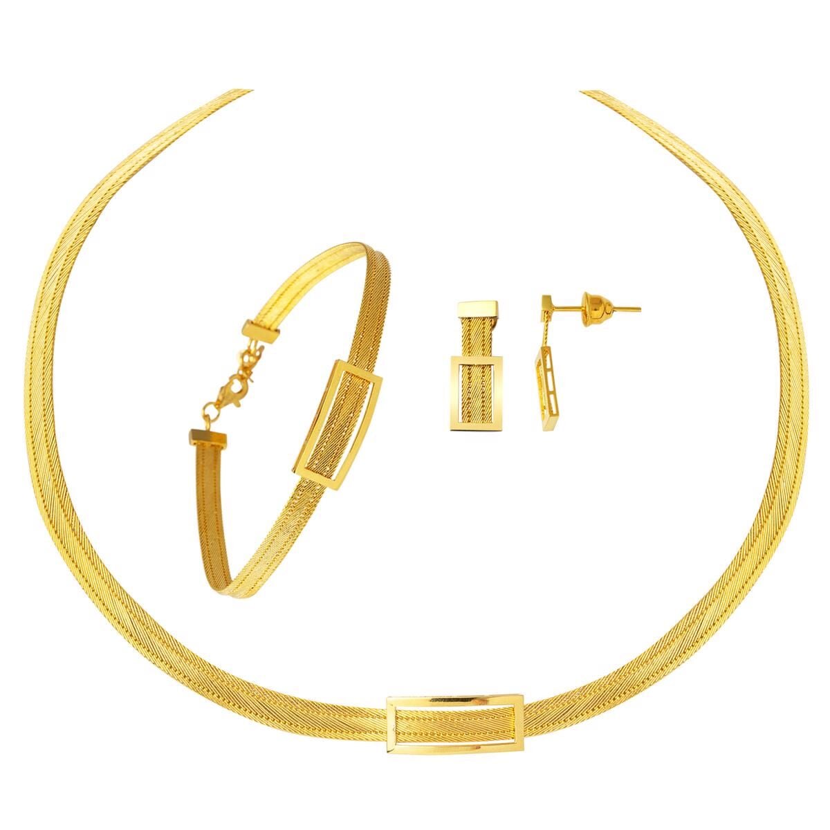 22K Yellow Gold Classic Buckle Trabzon Mesh Jewelry Set