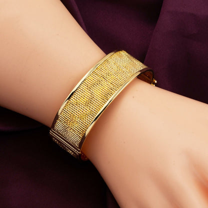 14K Yellow Gold Cleopatra Hinged Cuff Bangle
