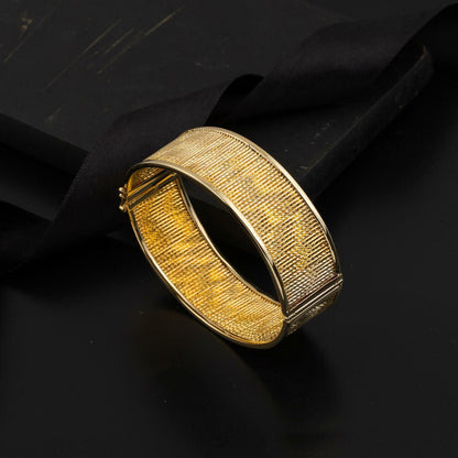 14K Yellow Gold Cleopatra Hinged Cuff Bangle