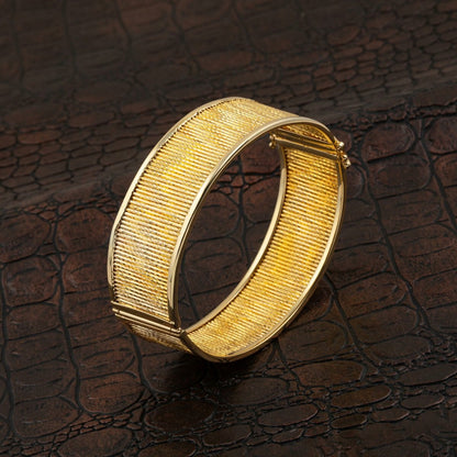 14K Yellow Gold Cleopatra Hinged Cuff Bangle