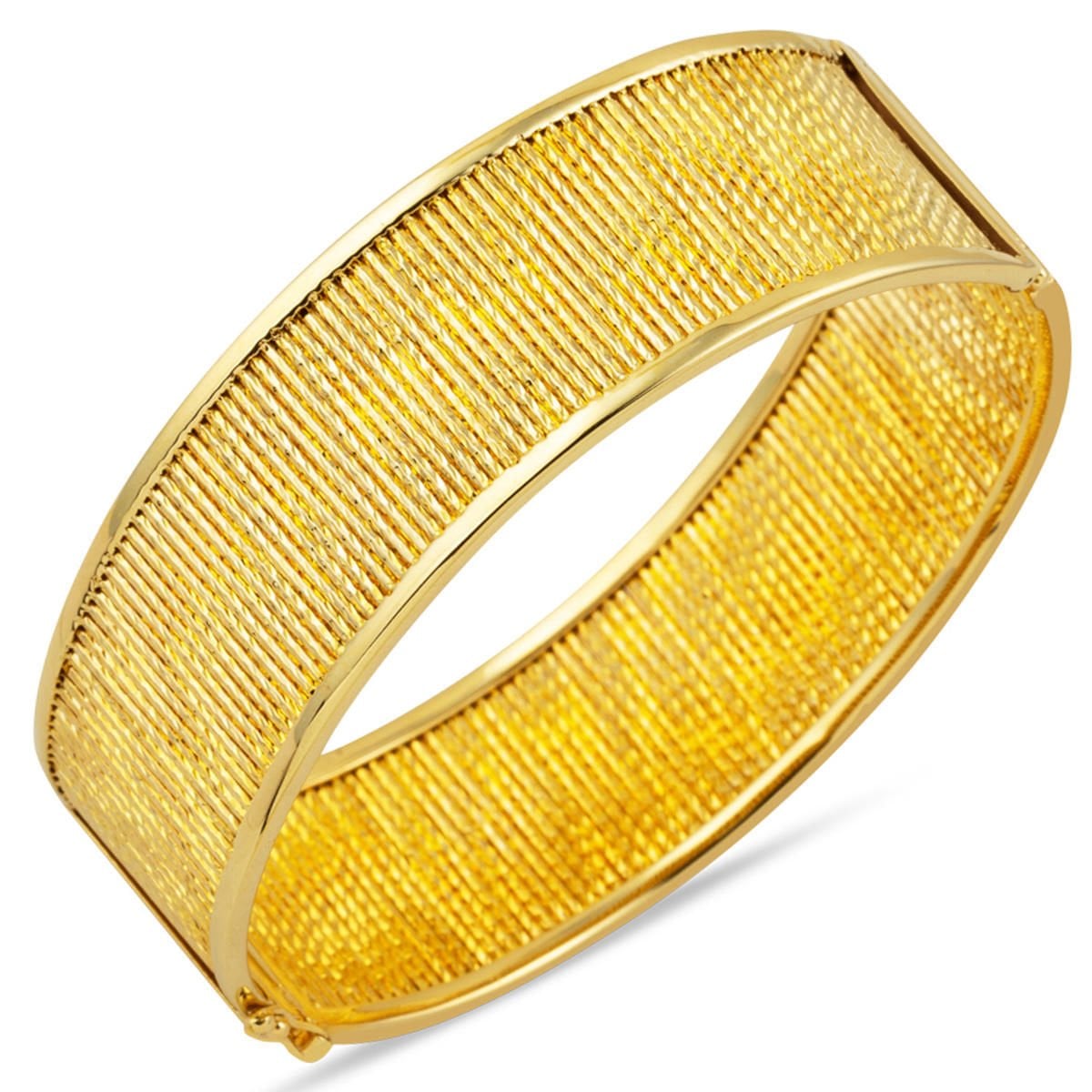14K Yellow Gold Cleopatra Hinged Cuff Bangle