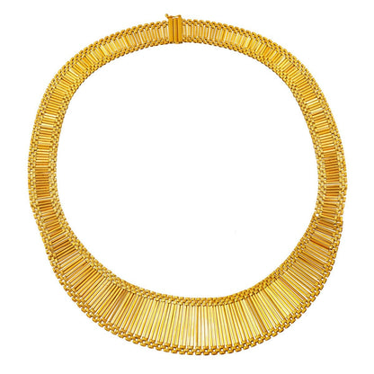 14K Yellow Gold Cleopatra Sparkling Collar Necklace