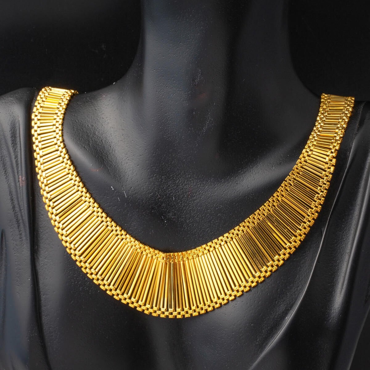14K Yellow Gold Cleopatra Sparkling Collar Necklace