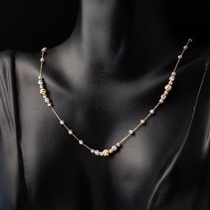 14K Yellow Gold Ball Necklace and Bracelet Jewelry Set