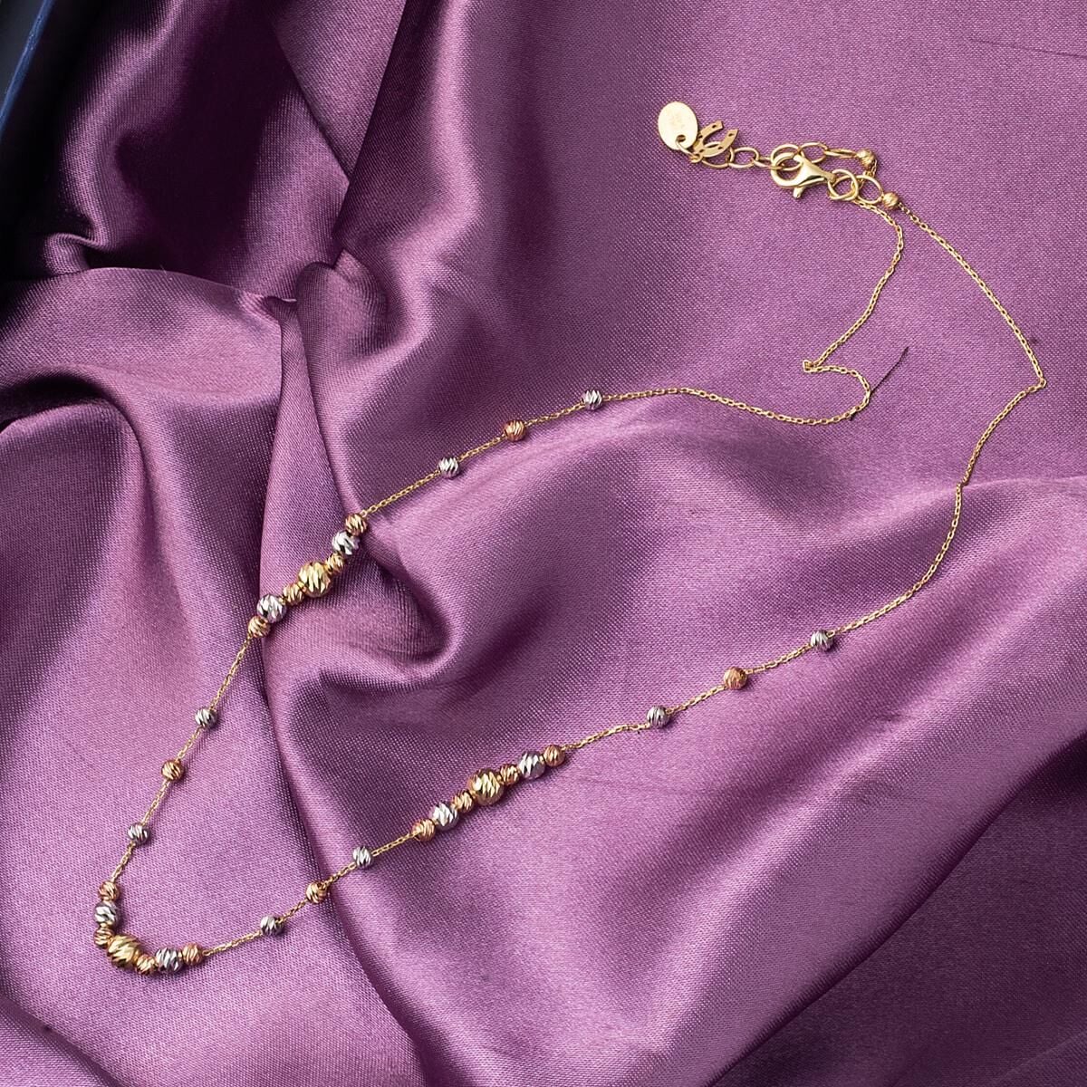 14K Yellow Gold Ball Necklace and Bracelet Jewelry Set