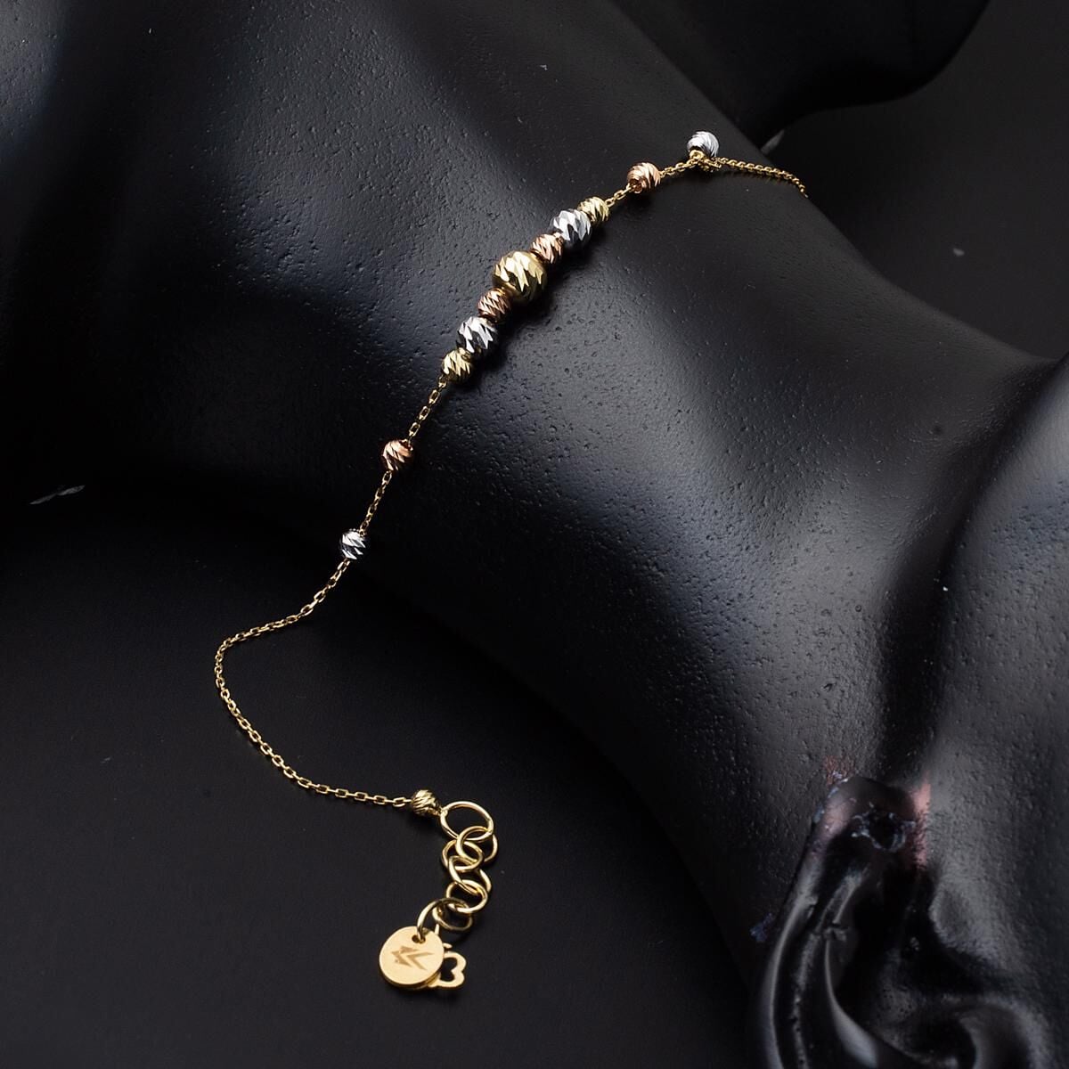 14K Yellow Gold Ball Necklace and Bracelet Jewelry Set