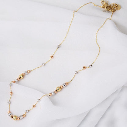 14K Yellow Gold Ball Necklace and Bracelet Jewelry Set