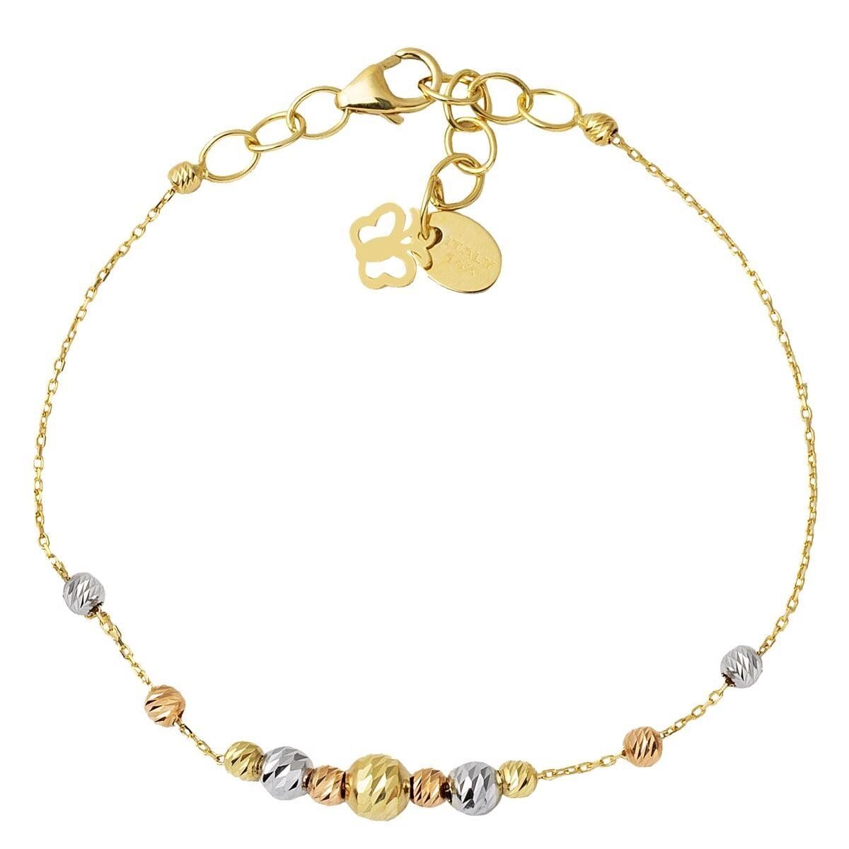 14K Yellow Gold Ball Necklace and Bracelet Jewelry Set