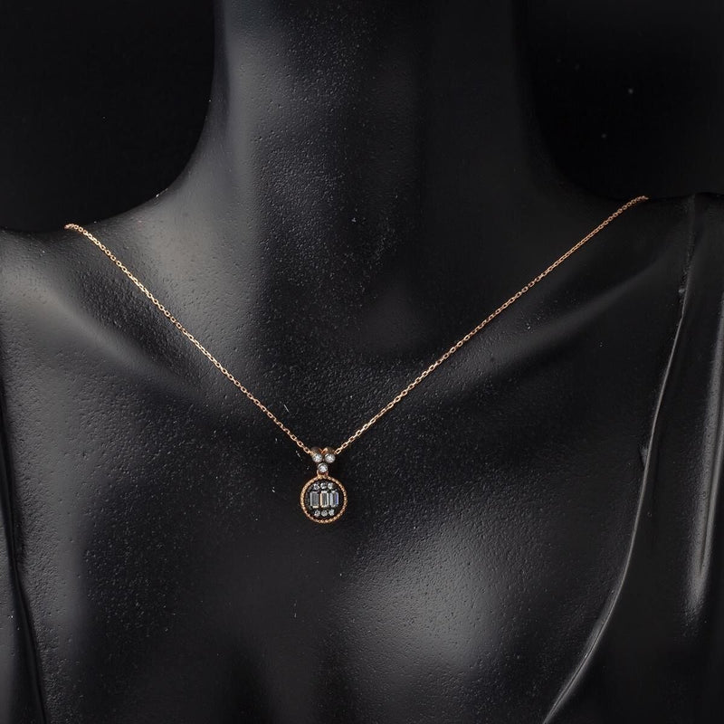 14K Rose Gold Cubic Zirconia Necklace and Earrings Set