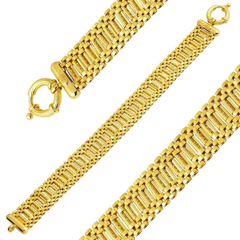 14K Yellow Gold Band Chain Bracelet
