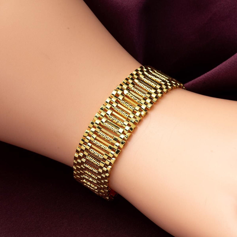 14K Yellow Gold Band Chain Bracelet