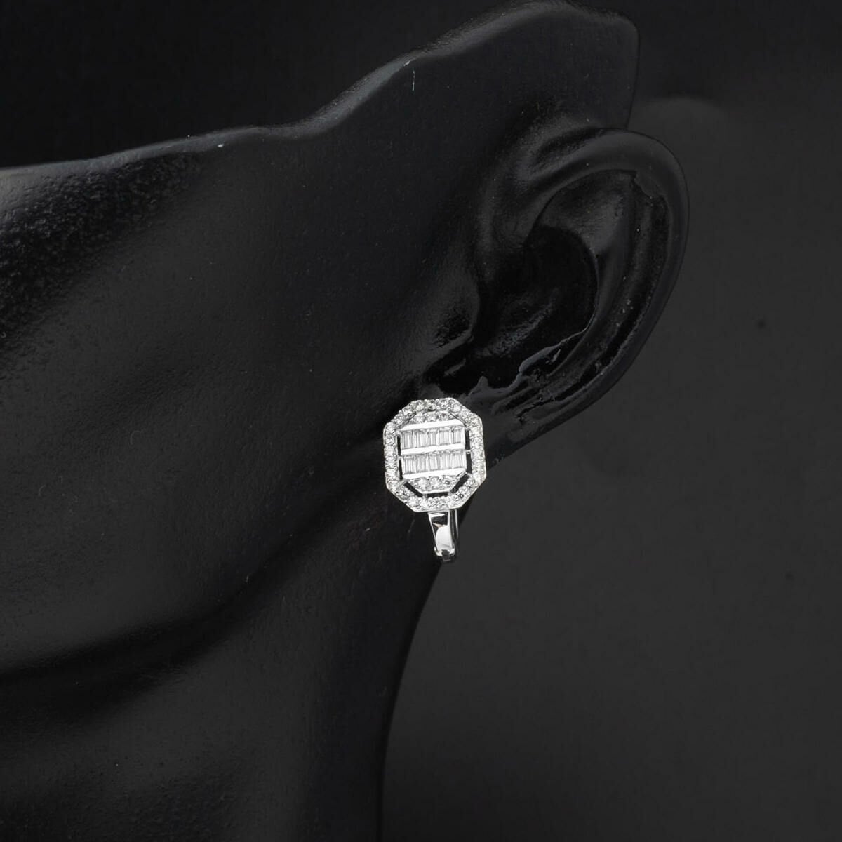 14K White Gold Square-Cut Baguette Cubic Zirconia Set