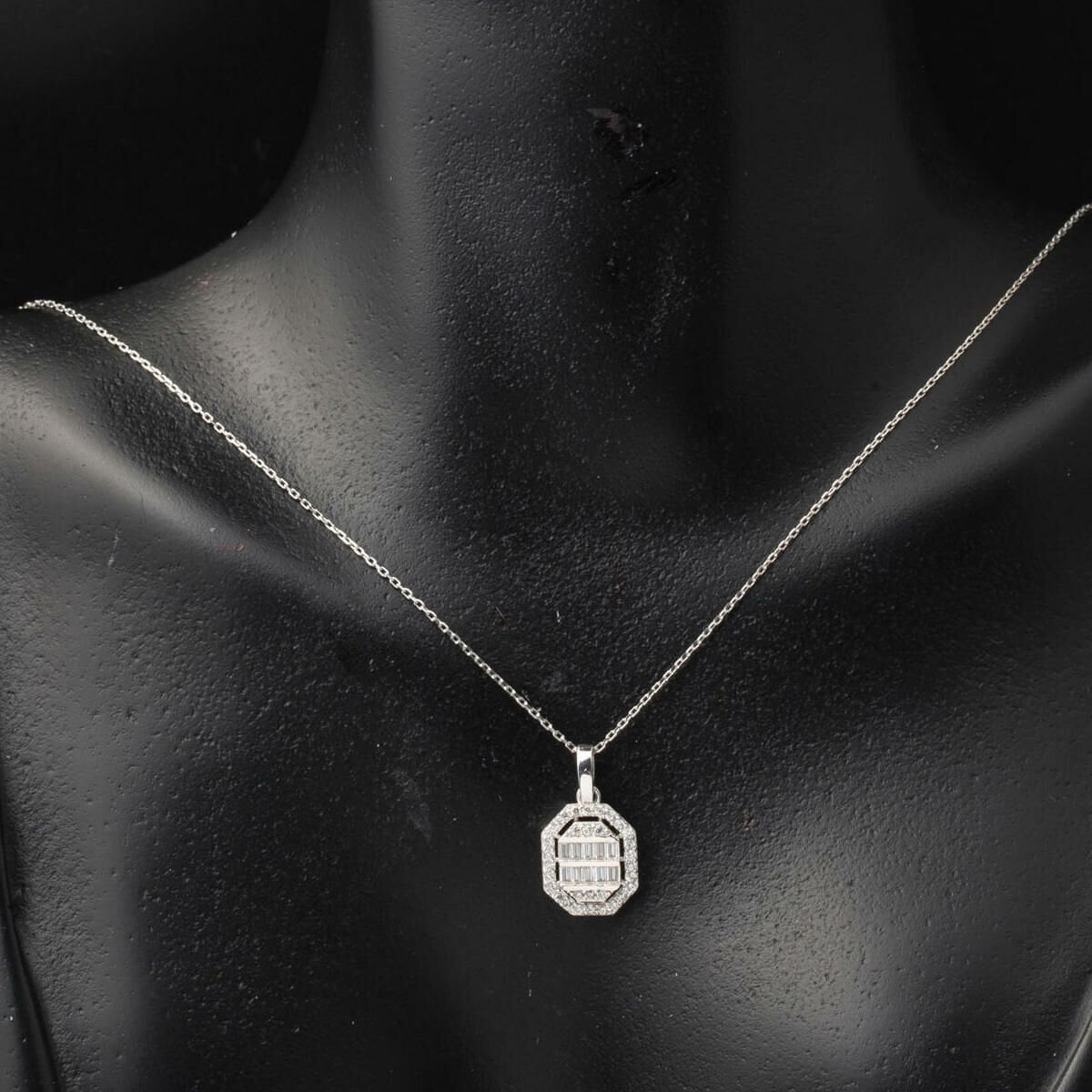 14K White Gold Square-Cut Baguette Cubic Zirconia Set