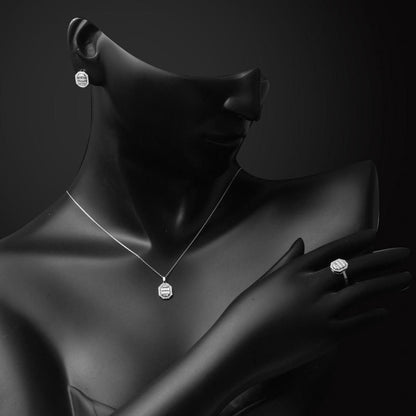 14K White Gold Square-Cut Baguette Cubic Zirconia Set