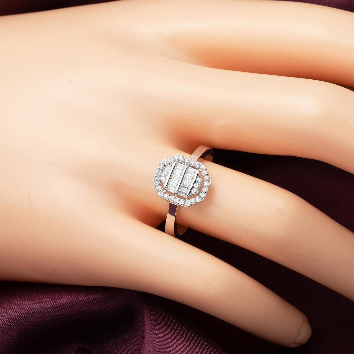 14K White Gold Square-Cut Baguette Cubic Zirconia Set