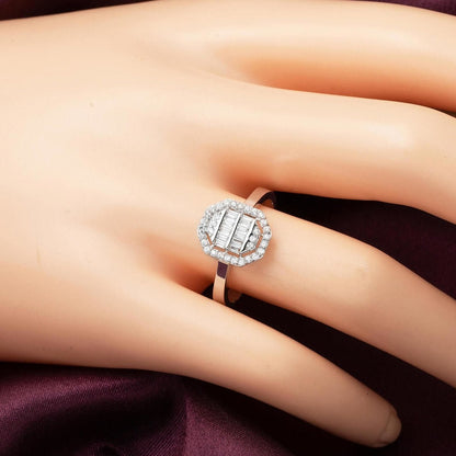 14K White Gold Square-Cut Baguette Cubic Zirconia Set