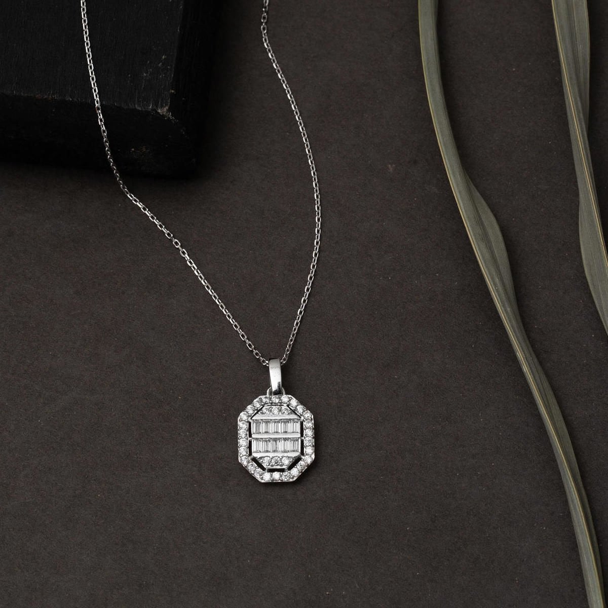 14K White Gold Square-Cut Baguette Cubic Zirconia Set