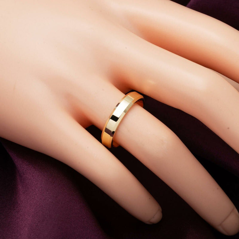 14K Yellow Gold Square-Cut 4 mm Wide Wedding Band Set