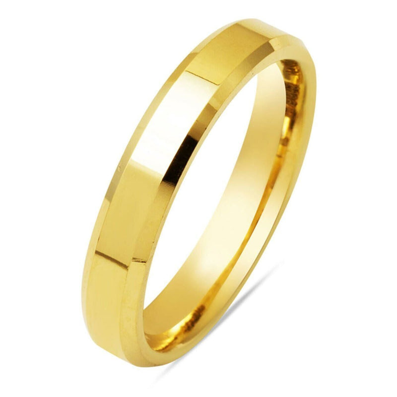 14K Yellow Gold Square-Cut 4 mm Wide Men's Wedding Band Ring