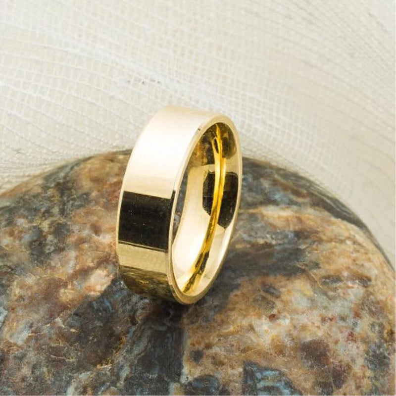 14K Yellow Gold Square-Cut Classic Wedding Band Set