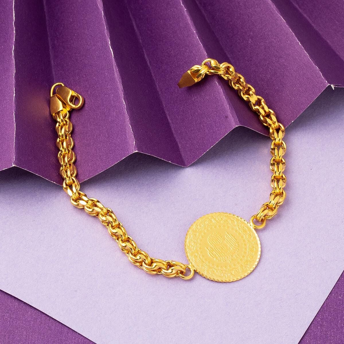 14K Yellow Gold King Byzantine Half Bracelet