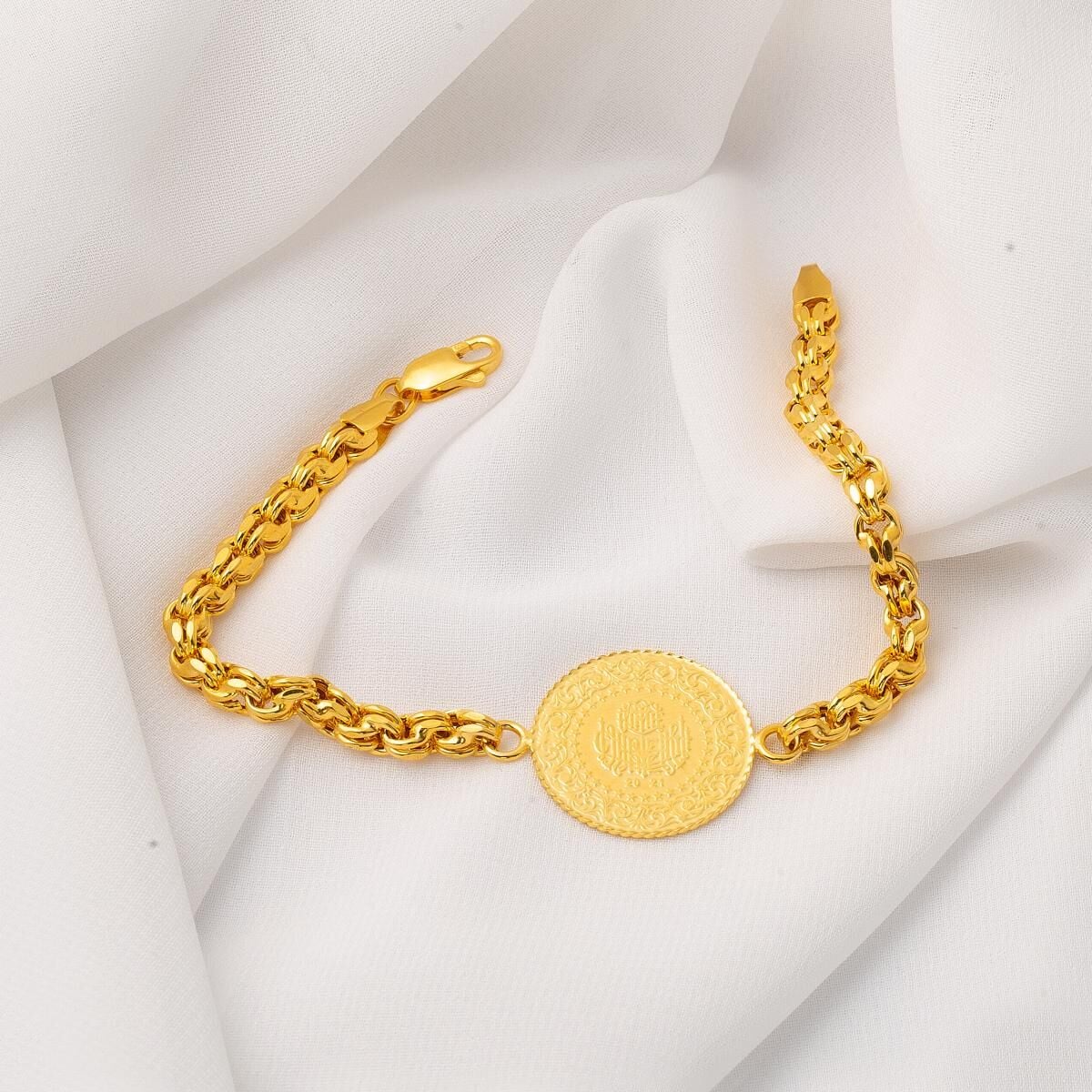 14K Yellow Gold King Byzantine Half Bracelet