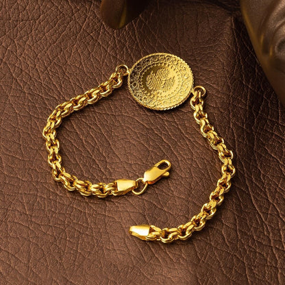 14K Yellow Gold King Byzantine Half Bracelet