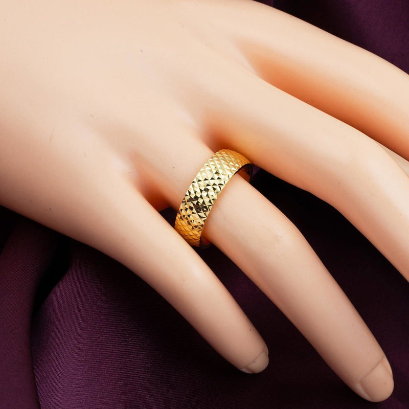 14K Yellow Gold Crystal Wedding Band Set (6 g)
