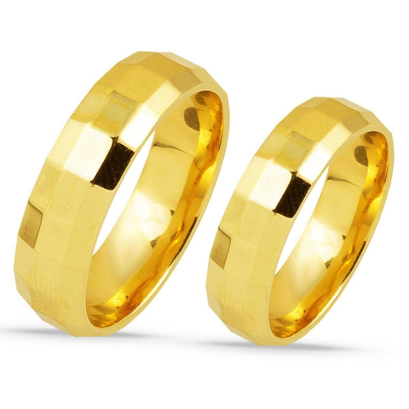 14K Yellow Gold Crystal Wedding Band Set